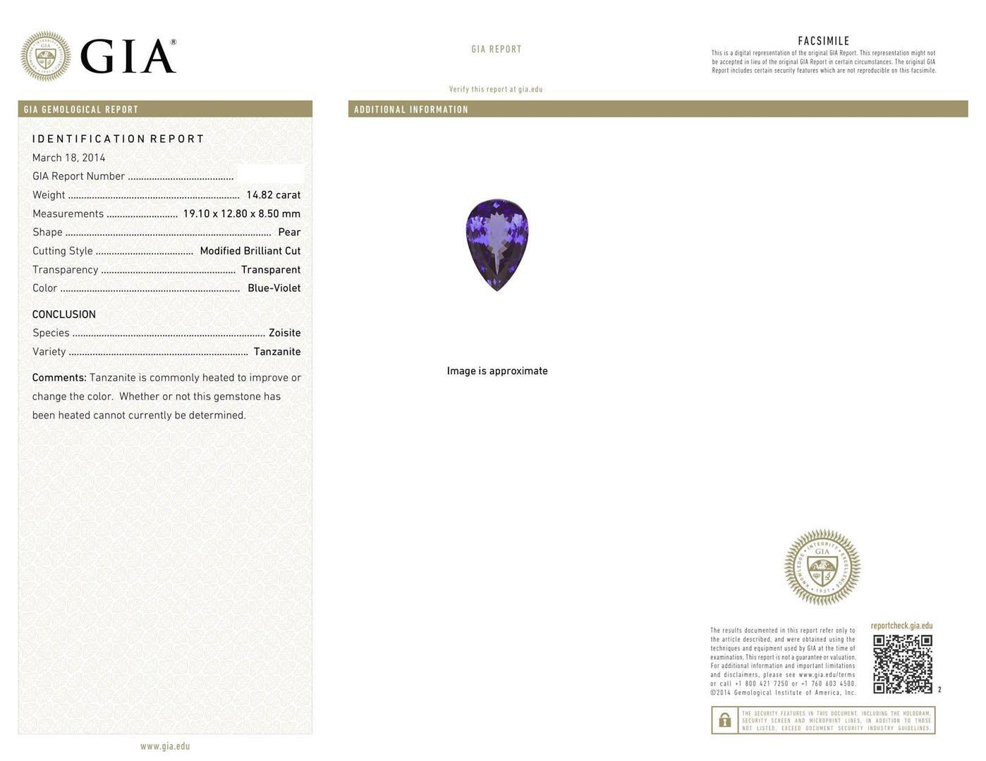 14KT White Gold 14.82 ctw GIA Certified Tanzanite and Diamond Ring