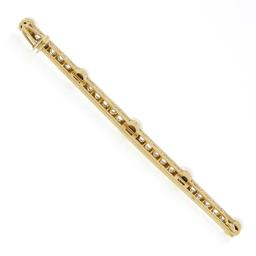 Antique Edwardian French 18k Gold & Platinum 0.80 ctw Diamond Pearl Bar Pin Broo