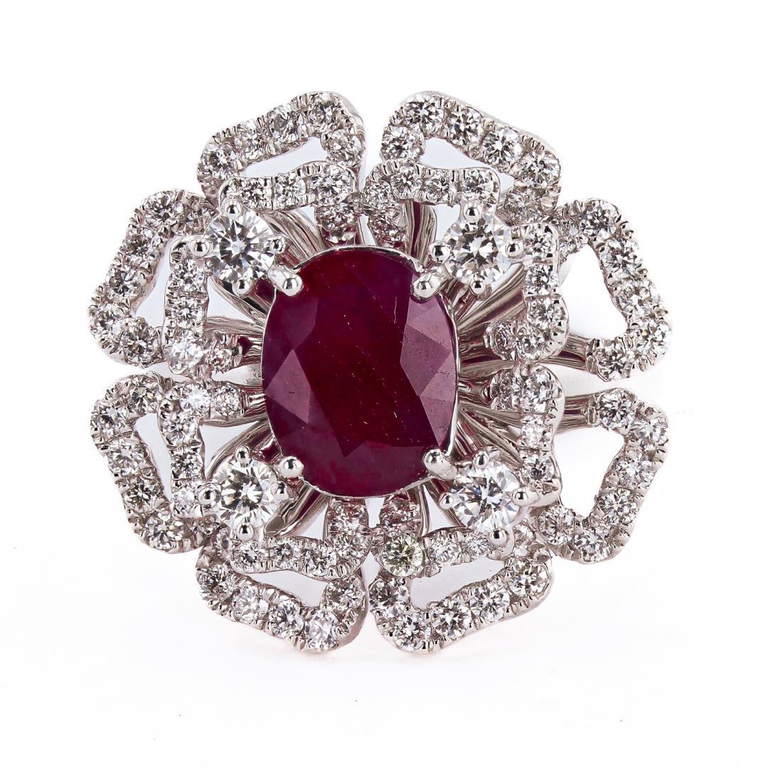 2.28 ctw BURMESE Ruby and 1.49 ctw Diamond Platinum Ring (GIA CERTIFIED)