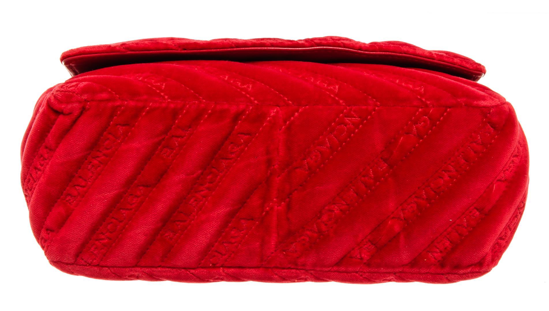 Balenciaga Red Velvet BB Chain Shoulder Bag