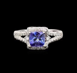 14KT White Gold 1.44 ctw Tanzanite and Diamond Ring