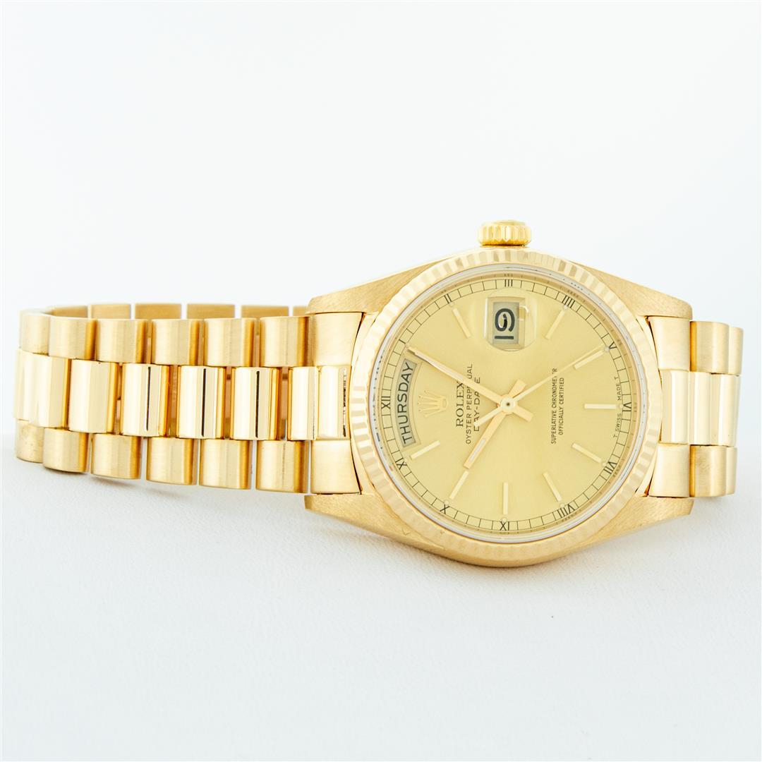 Rolex Mens 18K Yellow Gold Champagne Index Day Date President 36MM