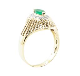 0.65 ctw Emerald And Diamond Ring - 14KT Yellow And White Gold