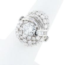 1.51 ctw F COLOR CENTER Diamond Platinum Ring (4.14 ctw Diamonds)