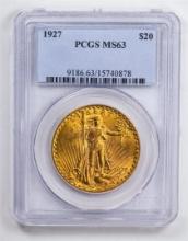 1927 $20 Double Eagle Gold Coin PCGS MS63