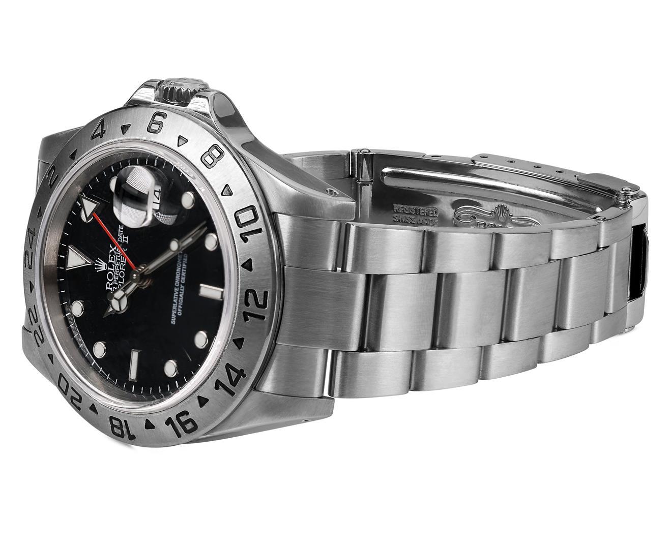 Rolex Mens 40MM Stainless Steel Black Dial Explorer 2 With Rolex Box