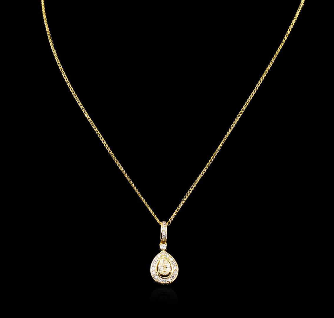 1.37 ctw Diamond Pendant With Chain - 14KT Yellow Gold