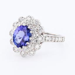 1.59 ctw Tanzanite and 0.47 ctw Diamond 14K White Gold Ring