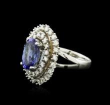 14KT White Gold 4.20 ctw Tanzanite and Diamond Ring