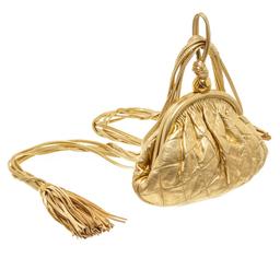 Chanel Vintage Gold Leather Tassel Frame Waist Bag