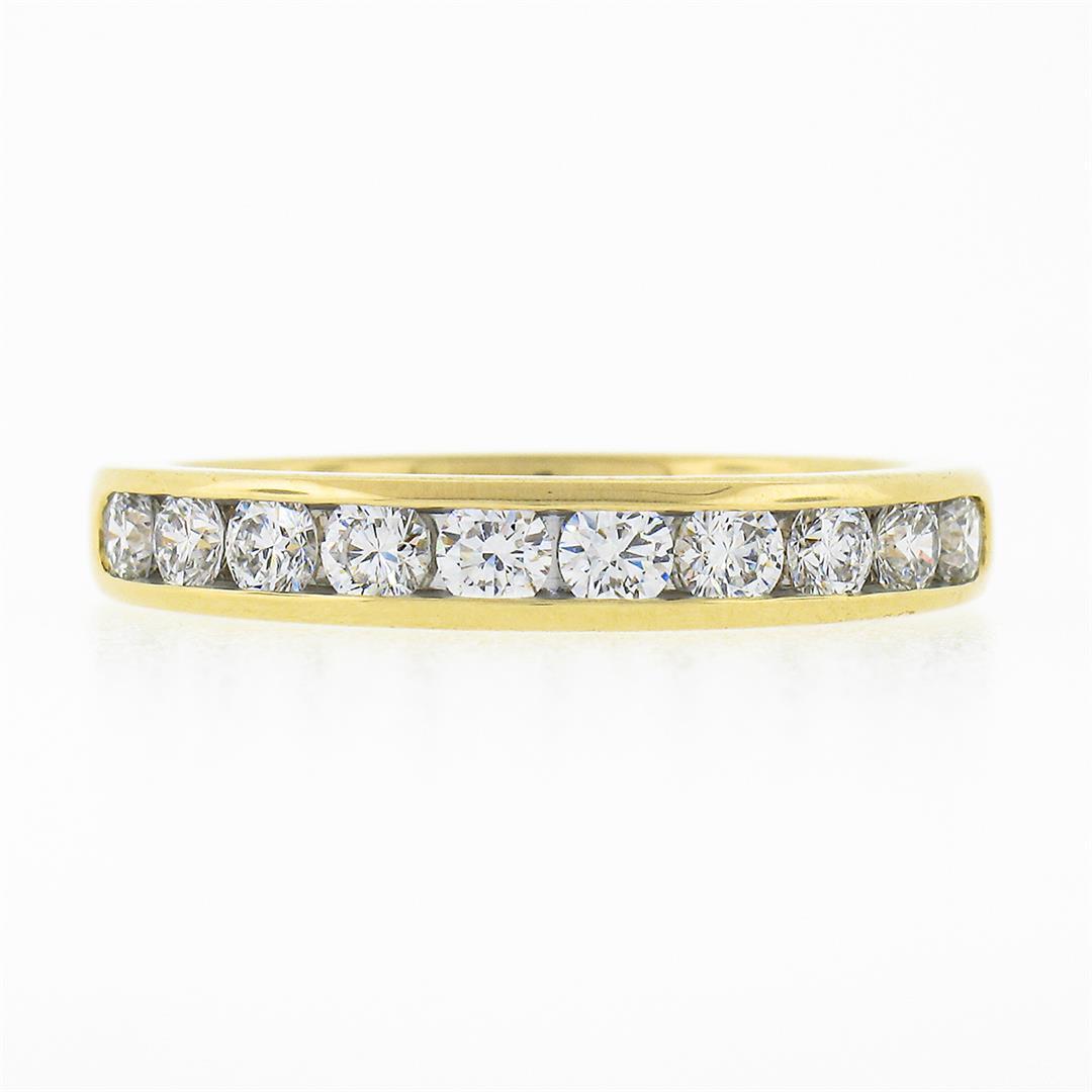 Tiffany & Co. 18k Yellow Gold 1 ctw Channel Round Diamond Wedding Band Ring w/ B