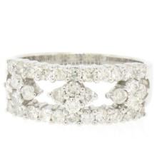 NEW 14k White Gold 1.03 ctw Round BRILLIANT Diamond Open Cluster Wide Band Ring