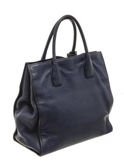 Prada Navy Leather Tote Bag