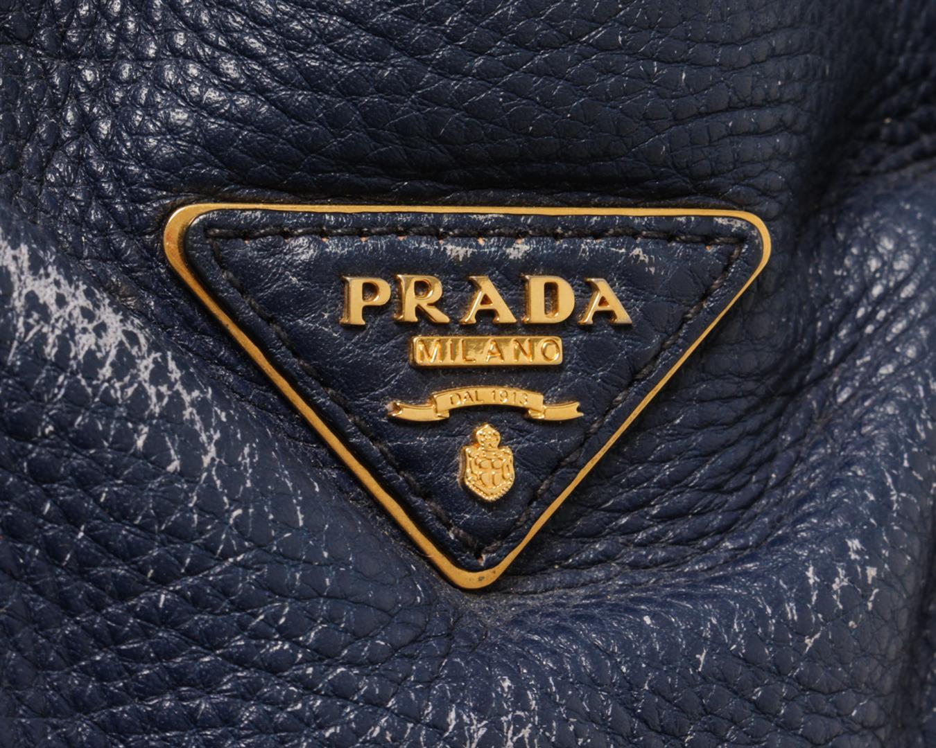 Prada Navy Leather Tote Bag