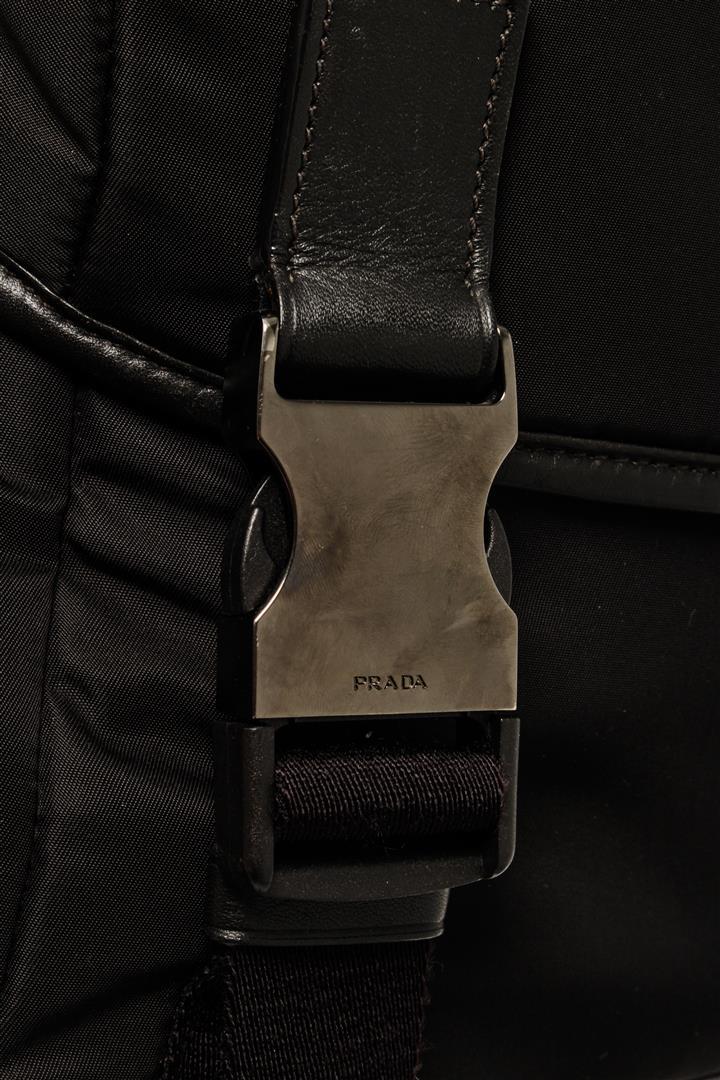 Prada Black Tessuto Double Buckle Flap Bag