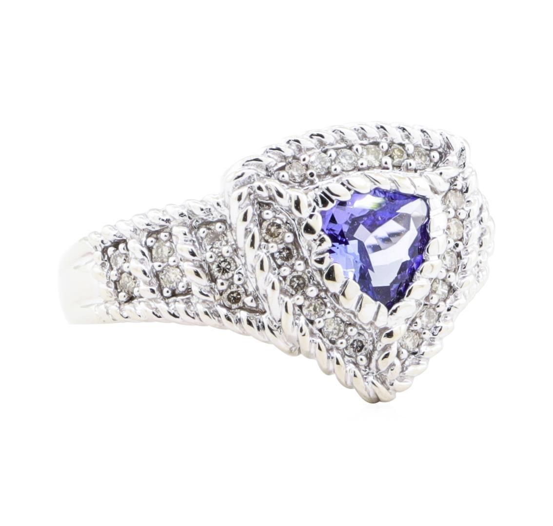 1.15 ctw Tanzanite And Diamond Ring - 14KT White Gold