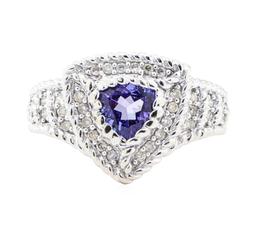 1.15 ctw Tanzanite And Diamond Ring - 14KT White Gold