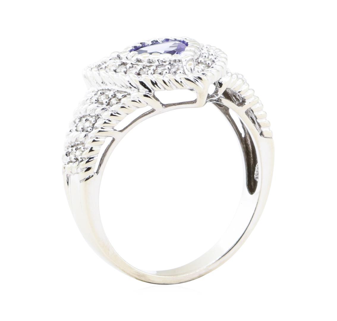 1.15 ctw Tanzanite And Diamond Ring - 14KT White Gold