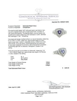 1.15 ctw Tanzanite And Diamond Ring - 14KT White Gold