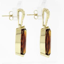 18k Gold 10.0 ctw Marquise Cut Fine Orange Citrine & Diamond Drop Dangle Earring