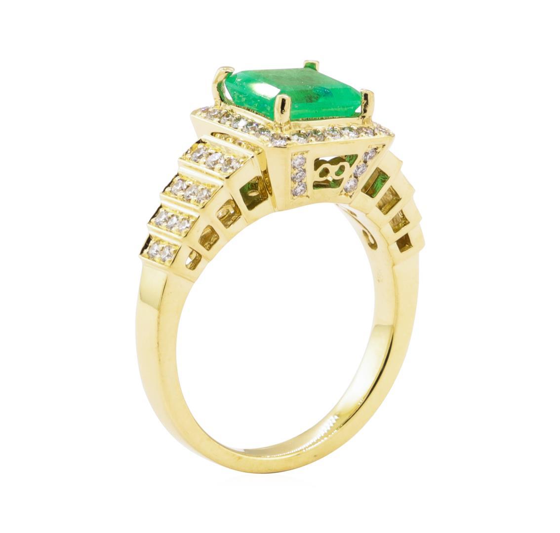 2.56 ctw Emerald and Diamond Ring - 18KT Yellow Gold