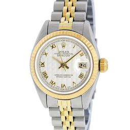 Rolex Ladies Quickset 2T 18K & Steel Pyramid Dial Jubilee Band Datejust Wristwat