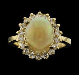 2.82 ctw Opal and Diamond Ring - 14KT Yellow Gold