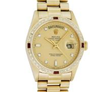 Rolex Mens Quickset 18K Yellow Gold Factory Champagne Diamond Dial President 36M