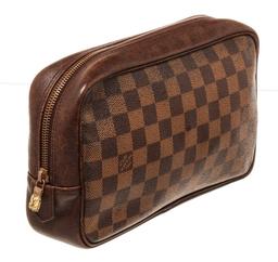 Louis Vuitton Brown Damier Canvas Toiletry Pouch Cosmetic Bag