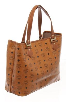 MCM Cognac Visetos Leather Shoulder Bag