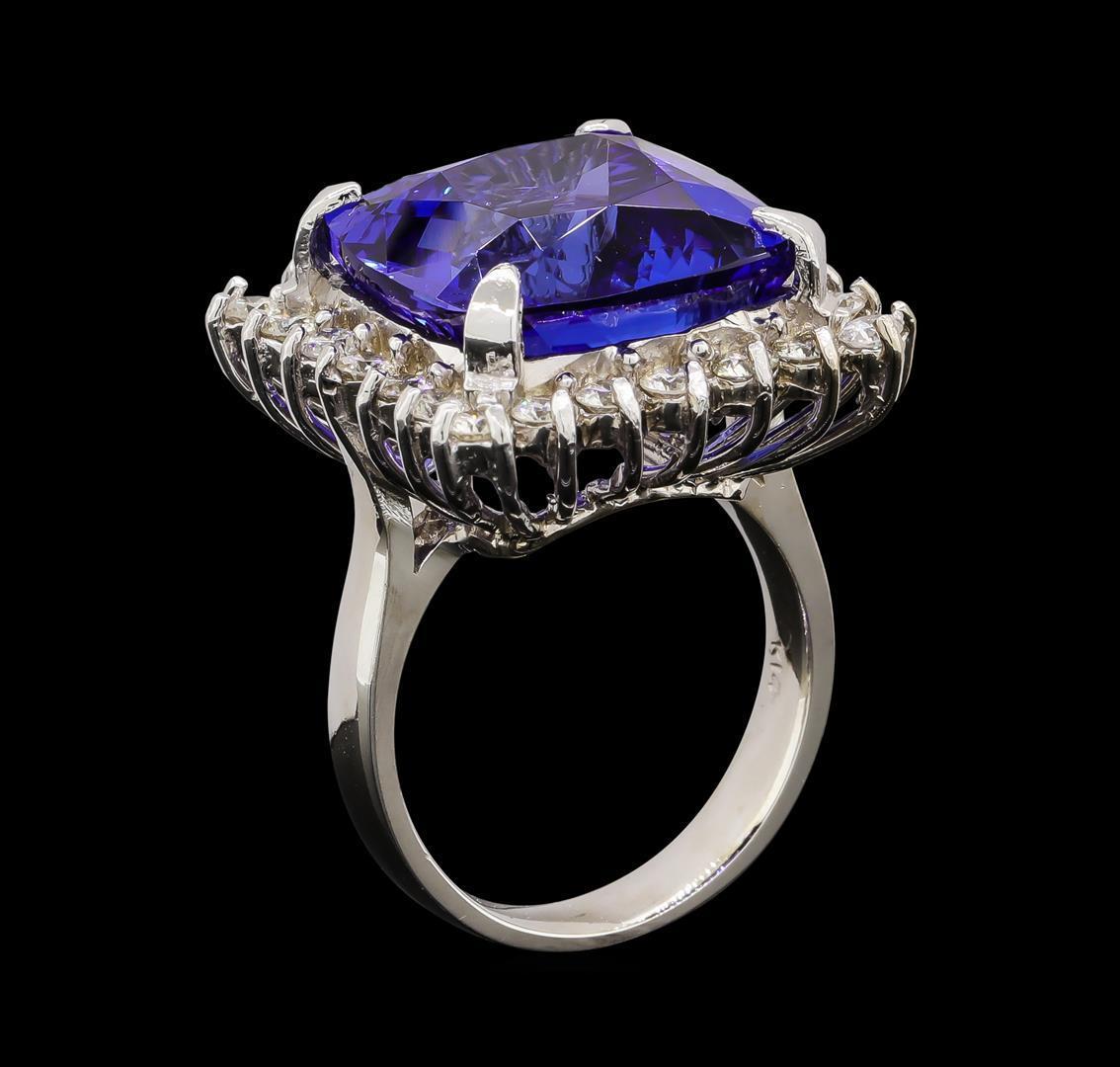 GIA Cert 17.69 ctw Tanzanite and Diamond Ring - 14KT White Gold