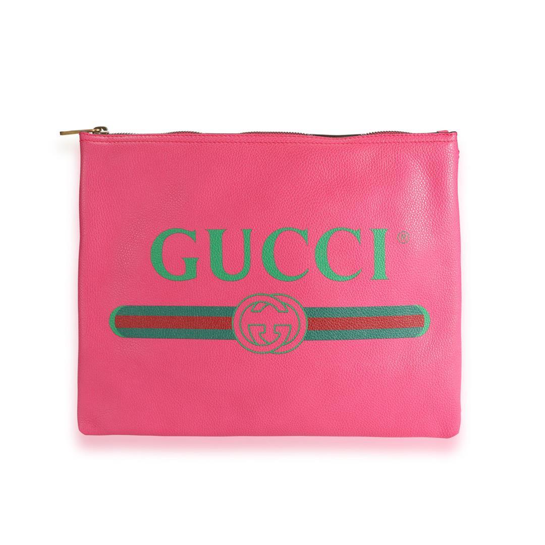 Gucci Hot Pink Leather Portfolio Clutch