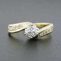 Vintage 14k TT Gold 0.74 ctw Old European Prong Diamond Solitaire Engagement Rin