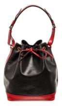 Louis Vuitton Black and Red Bicolor Epi Leather Noe Shoulder Bag