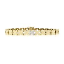 Estate 14K Yellow Gold Smooth Polished "X" Diamond Link Line Stackable Bracelet