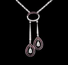 18KT White Gold 2.50 ctw Ruby and Diamond Necklace