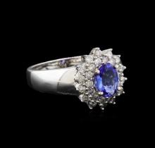 14KT White Gold 0.83 ctw Tanzanite and Diamond Ring