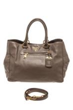 Prada Gray Calf Leather 2Way Satchel Bag