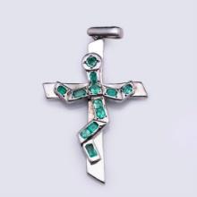 18k White Gold & Emerald Abstract Cross by Fernando Hernandez