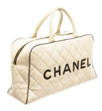 Chanel White Quilted Bowling Bag