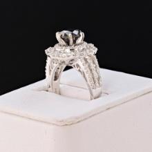 1.57 ctw Black CENTER Diamond 18K White Gold Ring (2.70 ctw Diamonds)