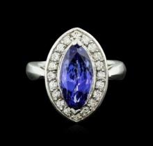 14KT White Gold 4.01 ctw Tanzanite and Diamond Ring