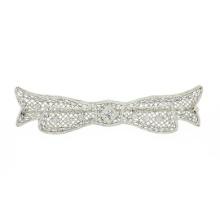 Antique Art Deco 14k White Gold European Diamond Open Filigree Bow Pin Brooch