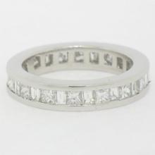 Platinum 1.45 ctw Channel Set Princess and Baguette Diamond Eternity Band Ring