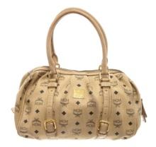 MCM Beige Visetos Leather Shoulder Bag