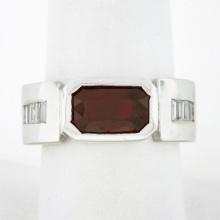 Unisex Vintage 14k Gold 3.55 ctw Rectangular GIA Burma Bezel Ruby & Diamond Ring