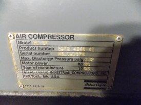 (8044) ATLAS COPCO "GA-37" Rotary Screw Air Compressor; USED