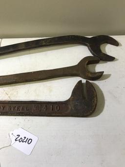 Lot of 3 Large Iron Wrenches