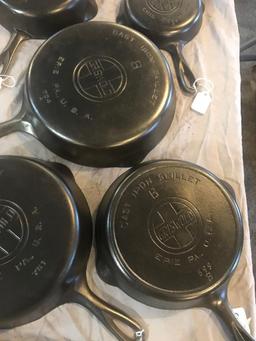 Set of 5 Griswold Big Block Logo Cast Iron Skillets, #3,5,6,7, and 8 selling times the money