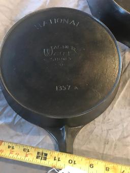 2 Wagner Cast Iron Skillets, #7 and #8 selling times the money